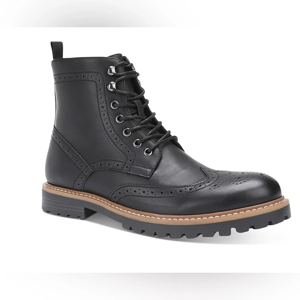 Club room Wingtip lace-up boots size 12 men’s  Decorative broguing at upper